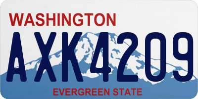 WA license plate AXK4209