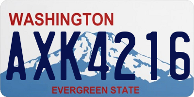 WA license plate AXK4216