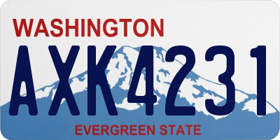 WA license plate AXK4231