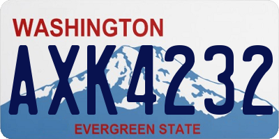 WA license plate AXK4232