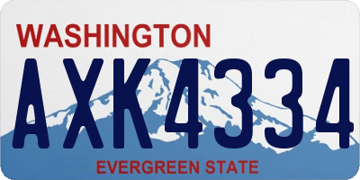 WA license plate AXK4334