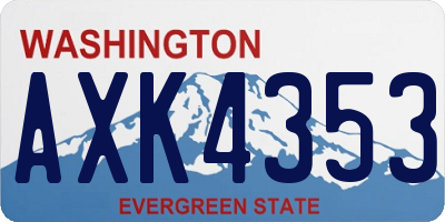 WA license plate AXK4353