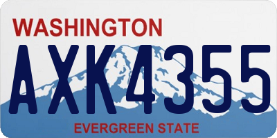 WA license plate AXK4355