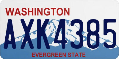 WA license plate AXK4385