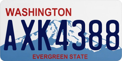 WA license plate AXK4388