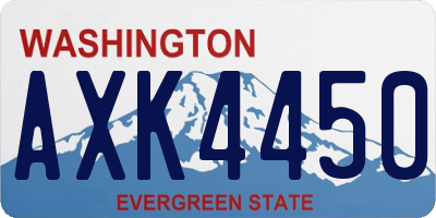 WA license plate AXK4450