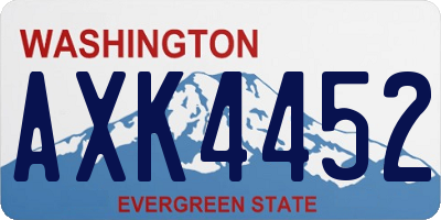 WA license plate AXK4452