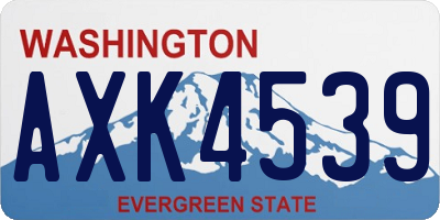 WA license plate AXK4539