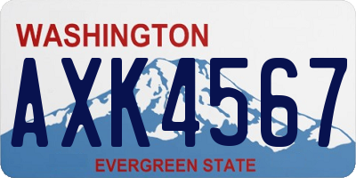 WA license plate AXK4567