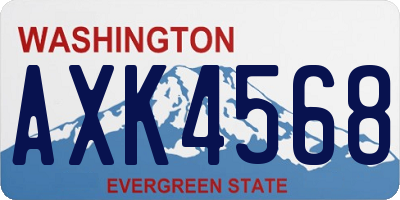WA license plate AXK4568