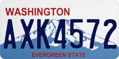 WA license plate AXK4572