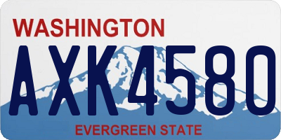 WA license plate AXK4580