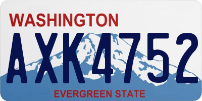WA license plate AXK4752