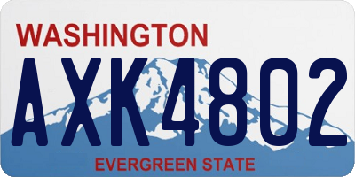 WA license plate AXK4802