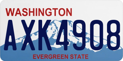 WA license plate AXK4908