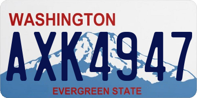 WA license plate AXK4947