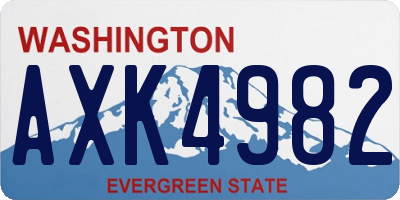 WA license plate AXK4982