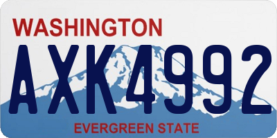 WA license plate AXK4992