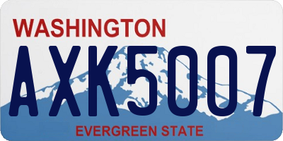 WA license plate AXK5007
