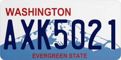 WA license plate AXK5021