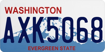 WA license plate AXK5068