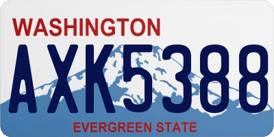 WA license plate AXK5388