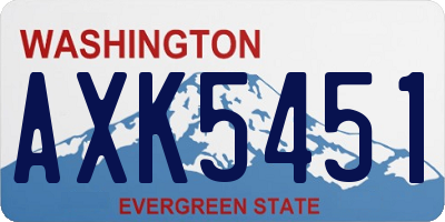 WA license plate AXK5451