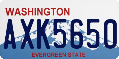WA license plate AXK5650