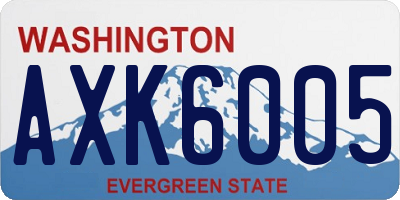WA license plate AXK6005