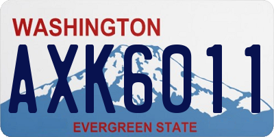 WA license plate AXK6011