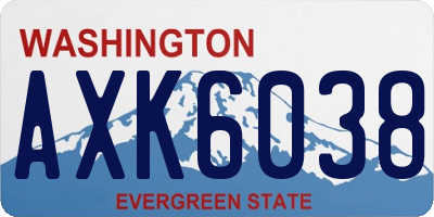 WA license plate AXK6038