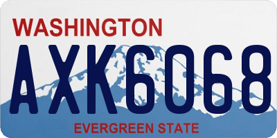 WA license plate AXK6068