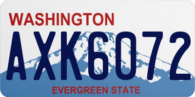 WA license plate AXK6072
