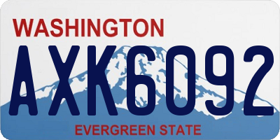 WA license plate AXK6092