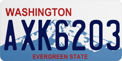 WA license plate AXK6203