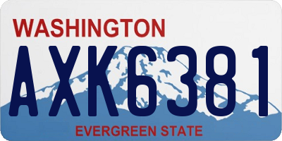 WA license plate AXK6381