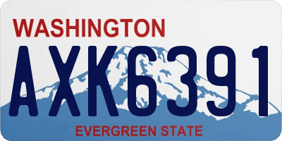 WA license plate AXK6391