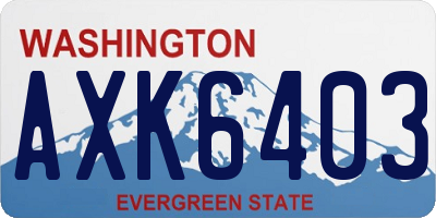 WA license plate AXK6403