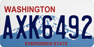 WA license plate AXK6492