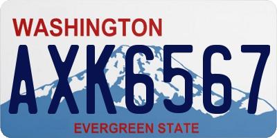 WA license plate AXK6567