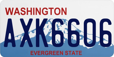 WA license plate AXK6606