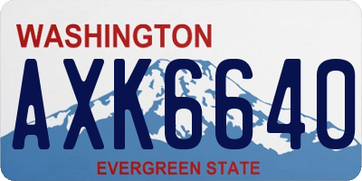 WA license plate AXK6640