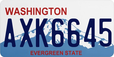 WA license plate AXK6645