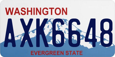 WA license plate AXK6648