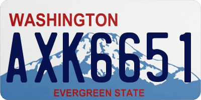 WA license plate AXK6651