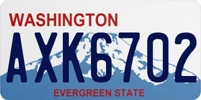 WA license plate AXK6702