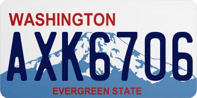 WA license plate AXK6706