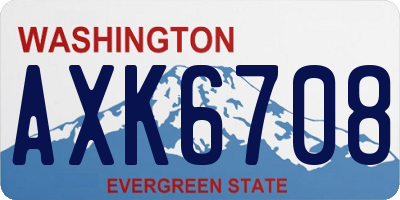 WA license plate AXK6708