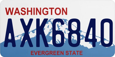WA license plate AXK6840