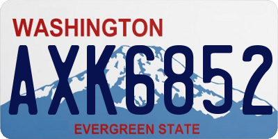 WA license plate AXK6852